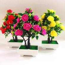 Artificial Flower Plant Rose Potted Bonsai 16 Heads Foam Rose Fortune Tree Decoration Office Garden Desktop Ornament Decor 2024 - buy cheap