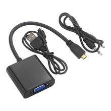 HOT-Cable adaptador micro-hdmi a VGA, convertidor de vídeo de 1080P con conector de Audio, Cable de alimentación USB para cámara Raspberry Pi 4 2024 - compra barato
