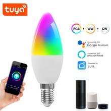 Tuya WIFI Smart Candle Light Can Remotely Control The RGB Bulb With Voice And Compatible With Alexa/Google Home E14 Smart Home 2024 - buy cheap