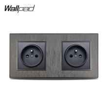 Wallpad-toma de corriente eléctrica S6, doble 2 francesa, de pared, de plástico, imitando aluminio, negro, plata, oro, cepillado, PC 2024 - compra barato