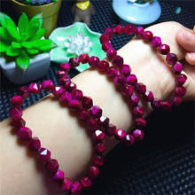 8-10mm Natural rose-red tiger eye diamond corner cut face large grain bracelet 1pc 2024 - buy cheap