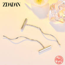 ZDADAN 925 Sterling Silver Long 12MM Letter T Shaped Tassel Dangle Earring For Women Charm Party Jewelry Gift 2024 - buy cheap