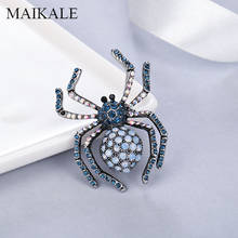 MAIKALE Cute Rhinestone Spider Brooch Pins Crystal Broche Insect Brooches for Women Shirt Suit Kids Bag Accessories Charm Gifts 2024 - buy cheap