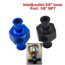 3/8" Metal Fuel Pressure Gauge Inline Barb Adapter Connector Head with 1/8" Port Blue/Black C45 2024 - buy cheap