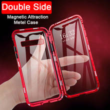 Магнитный адсорбционный магнит, чехол для телефона samsung Galaxy S10 Lite S9 S8 Plus Note 10 Pro A50 A60 A70, двойное закаленное стекло 2024 - купить недорого