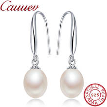 Elegant 8-9mm water drop real freshwater pearl earrings classic 925 silver earrings for women wholesale with gift box Jewelry 2024 - buy cheap