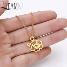 QIAMNI Hibiscus Rosemallows Pendant Necklace Choker Hawaiian Flower Layering Necklace Jewelry Mother Birthday Gift Collier Femme 2024 - buy cheap