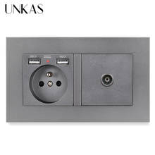 UNKAS-Enchufe de Pared con Panel de plástico para PC, toma de corriente de Pared, estándar francés, 16A, hembra, 146MM x 86MM 2024 - compra barato