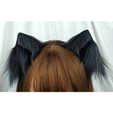 Orelha de gato feita à mão, argola de cabelo de fera, clipe de borda lothed, kc, orelhas de pelúcia fofas 2024 - compre barato