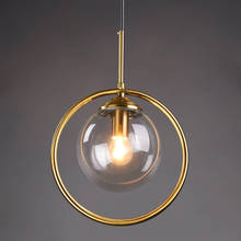 Скандинавская лампа, современная простая прикроватная Люстра для спальни, бар, столовая лампа, одноцветная стеклянная круглая маленькая люстра 2024 - купить недорого