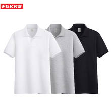 Fgkks verão dos homens de manga curta polo camisa de moda marca de alta qualidade polo camisas cor sólida casual camisa polo topos masculinos 2024 - compre barato