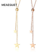 Double Star Tassel Clavicle Necklace For Women Stainless Steel Gold Color Rose Gold Color Charm Colar Statement Kolye Jewelry 2024 - buy cheap