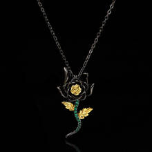 Bohemia Women's Vintage  Color Rose Pendant Necklace Flower Leaves Peridot Necklace Two Tone Black Gold Color Sweater Chains 2024 - buy cheap