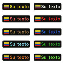 Bandera colombiana de Colombia, con texto y parche bordado nombre personalizado, insignia a rayas, planchado o parches con respaldo de Velcro para ropa, 10x2,5 cm 2024 - compra barato
