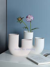 Criativo branco em forma de u vaso de cerâmica sala de estar mesa de jantar flor seca arranjo bancada vaso decoração para casa 2024 - compre barato