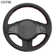 Cubierta de cuero genuino para volante de coche, protector de ante negro para Fiat 500, 2007-2015, 500e, 2014-2018, 500C, 2014-2017, bricolaje 2024 - compra barato