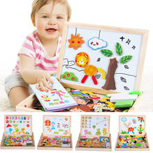 Dress Up and Learn 3D Magnetic Puzzle Set Wooden Double-sided Drawing Board Kids Blackboard Puzzle AN88 2024 - buy cheap