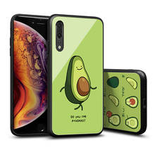 Tempered Glass Case For Huawei P30 Lite P20 Pro Green Cartoon Avocado Hard Cover For Huawei P30 Pro P20 Lite 2019 phone Casing 2024 - buy cheap