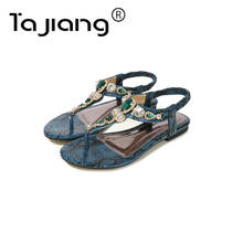 Ta Jiang Genuine  Women Dress Crystals Sandals Summer Shoes Woman Gladiator Sandals Ladies Girls Beach Flat SandalsT520-1 2024 - buy cheap