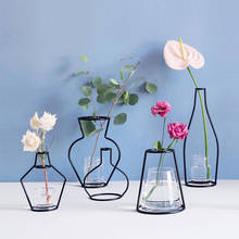 Vaso de ferro abstrato minimalista, vaso de flores secas com linhas pretas, para casa e festa, estilo nórdico 2024 - compre barato