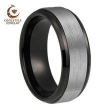 Anillo de boda clásico de tungsteno, banda negra de 6MM y 8MM con acabado biselado cepillado, ajuste cómodo de excelente calidad 2024 - compra barato