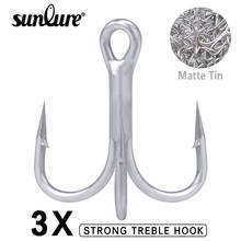 Sunlure 10pcs/lot Saltwater Fishing Hooks Matte Tin High-Carbon Steel 3X Treble Hooks 2/0#-1/0#-1#-2#-4#-6#-8# Fishhooks 2024 - buy cheap