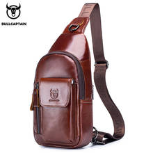 BULLCAPTAIN Genuine Leather men's Messenger bags casual Chest backpack fashion Multifunctional music chest bag Excursion bag's 2024 - buy cheap