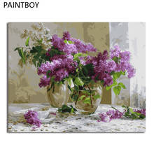 PAINTBOY Framed Pictures DIY Digital Oil Painting By Numbers Modern Flower Home Decor For Living Room 2024 - buy cheap