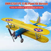 DWH-Avión de control remoto E2501 PT-17, Avión de espuma de 450mm de envergadura, juguetes de vuelo al aire libre, KIT de modelos de montaje, versión 2024 - compra barato