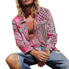 Camisa hawaiana de manga larga para hombre, camisa Sexy con estampado de solapa, informal, a la moda, para verano 2024 - compra barato