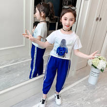 summer Children Clothing Girls Sets Sequins short Sleeve Tracksuit For 3- 13 Years old Girls Clothes Sport Suit Kids Clothes Set 2024 - buy cheap
