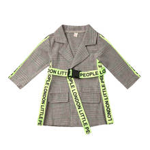 Autumn Winter Coats Toddler Kids Baby Girl Clothes Fashion Belted Plaid Print Trench Jacket Formal Outwear Windbreaker 0-5Y 2024 - buy cheap