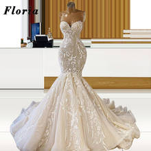 Newest Dubai Mermaid Wedding Gowns 2021 Vestido De Noiva Wedding Dresses Customized Middle East Long Lace Appliques Bridal Gowns 2024 - buy cheap