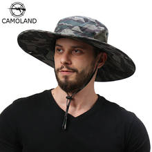 Camoland chapéu caçamba masculino, chapéu camuflado para homens chapéu de sol ao ar livre tático para caminhadas, boné com aba larga e longa 2024 - compre barato