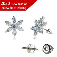 Cute Female Snowflake Crystal Small Earring Cool Silver Color Wedding Earring Simple White Zircon Spiral Stud Earrings For Women 2024 - buy cheap