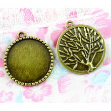 20pcs 25mm Inner Size Antique Bronze Plated Tree Base Setting Charms Pendant 2024 - buy cheap
