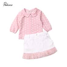 2019 Baby Spring Autumn Clothing Toddler Baby Kids Girls Polka Dot Top T-Shirt + Mini Patchwork Skirt Outfits Set Clothes 1-6T 2024 - buy cheap