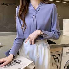 Fashion Korean Office Blouses Women Casual Pullover Chiffon Blouse Women 2021 New Long Sleeve Shirts Women Blusas Mujer 11378 2024 - buy cheap