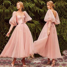 Vinca Sunny Fairy Prom Dresses Sweetheart Puff Sleeves Bohemian Tea Length Blush Pink Party Dress for Graduation robe fete 2024 - buy cheap
