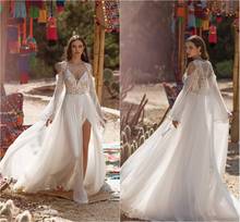 2020 uma linha de vestidos de casamento com bandagem cintas de espaguete sem costas rendas chiffon vestidos de noiva trem varredura vestido de casamento tamanhos grandes 2024 - compre barato