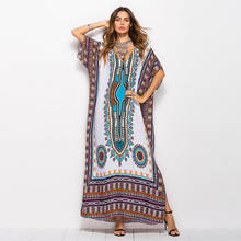 Bohemian Women Maxi Dress Muslim Abaya Print Batwing Sleeve Summer Ethnic Beachwear Holiday Vestidos De Fiesta Moroccan Kaftan 2024 - buy cheap