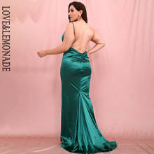 LOVE & LEMONADE-vestido de talla grande, Sexy, con escote en V profundo, Espalda descubierta, verde, elástico, cola de pez, Maxi, LM81222PLUS 2024 - compra barato