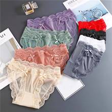 Lace Mesh Seamless Panties Low Waist Solid Color Briefs Sexy Transparent Breathable Women's Panties Underwear 2024 - buy cheap