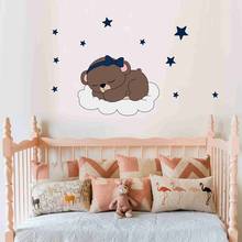 Cartoon Sleeping Bear Wall Stickers for Kids Rooms Baby Room Decor Mural Nursery Wallpaper Bedroom Decals for Furniture 2024 - buy cheap