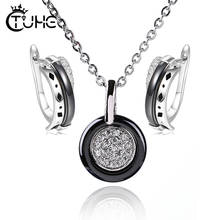 Vintage African Jewelry Sets for Women Silver Color Metal Round Pendant Necklace Statement Earrings Wedding Ceramic Jewelry 2024 - buy cheap