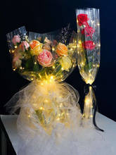 Светодиодный мерцающий светильник, светящаяся прозрачная целлофановая пленка, рождественский подарок, обертывание, цветочный букет, оберточная бумага, декоративное искусство, крафт-бумага 2024 - купить недорого