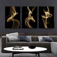 Pintura en lienzo de línea dorada abstracta, carteles nórdicos e impresiones, imágenes de pared para decoración de sala de estar 2024 - compra barato