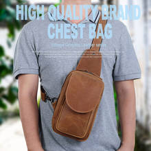Luufan Men Genuine Crazy Horse Leather Chest Pack Vintage Cross body Men Zipper Sling Bag Shoulder Messenger Bag for male 2024 - buy cheap