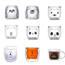 Двухслойное стекло мультяшный медведь термостойкая чашка для кофе, напитков креативная чашка для молока, сока, стекло, украшение для домашнего обеденного стола 2024 - купить недорого