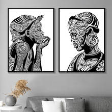 Black and white boy african portrait abstract art painting on canvas painting prints wall art pictures home decoration 2024 - buy cheap